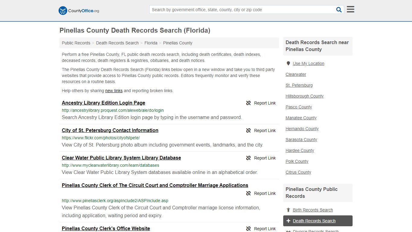 Death Records Search - Pinellas County, FL (Death ...